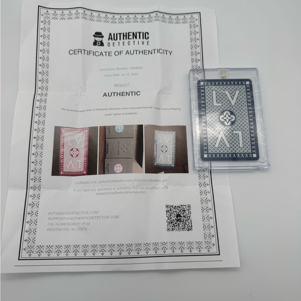 Louis Vuitton Blue and White Playing Card w COA